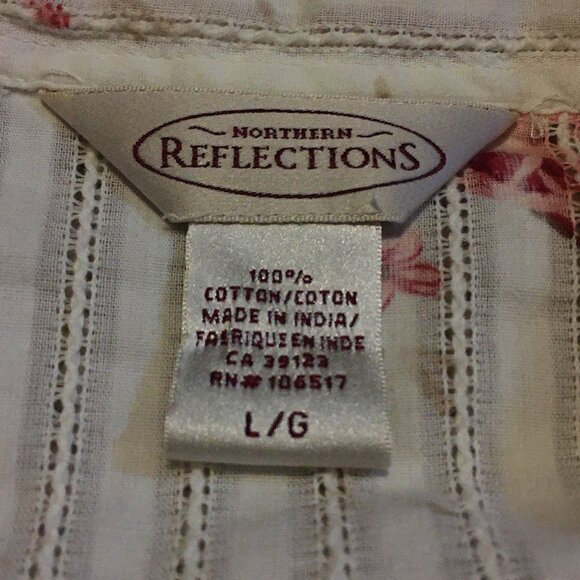 Northern Reflections White, Pink and Red Floral Cotton Button Down Dress… - Picture 11 of 16